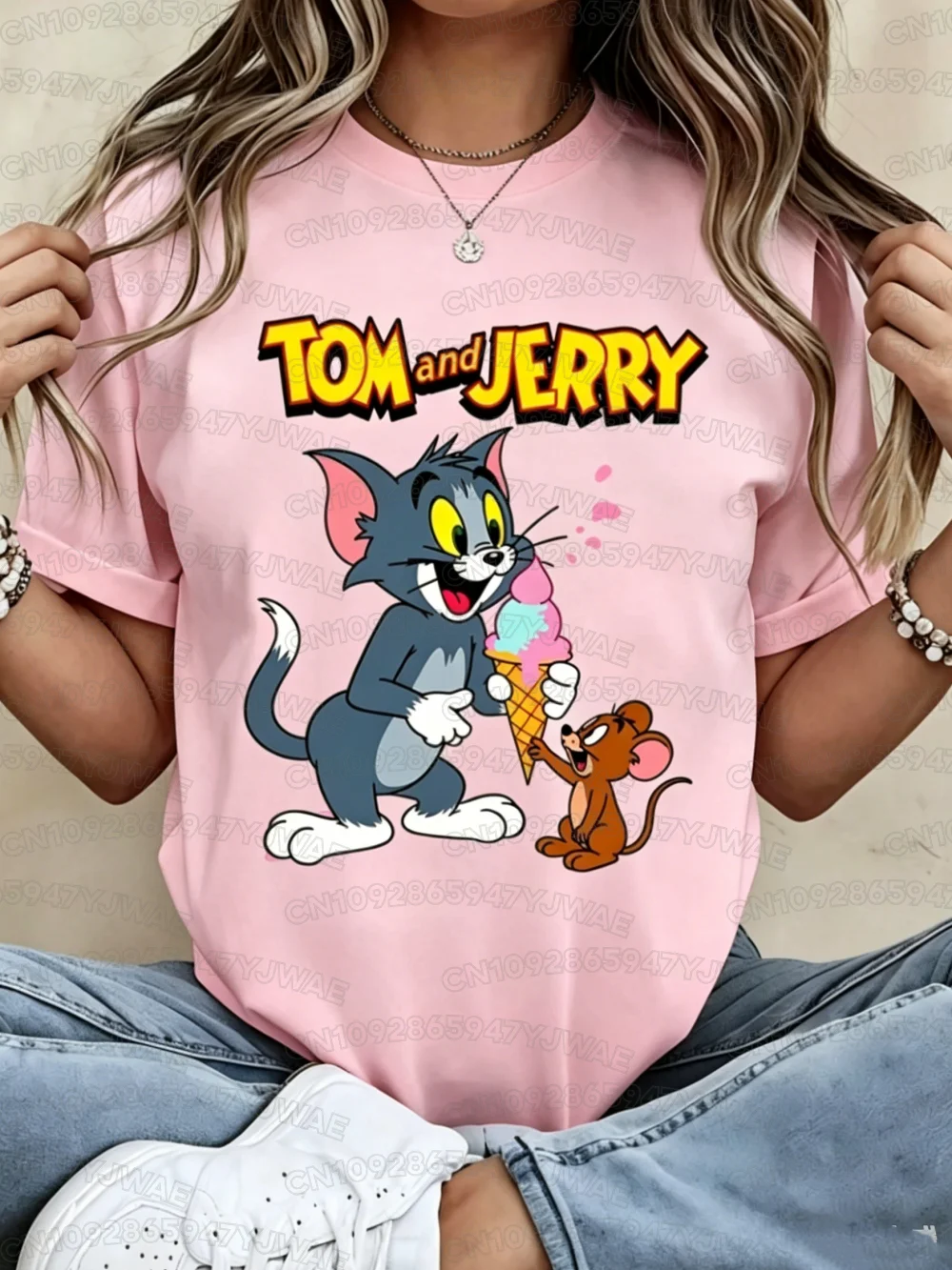 2026 Sommer Neue Herren- und Damen-T-Shirts mit Cartoon-Motiv Tom und Jerry, Kurzarm, Atmungsaktiv, Rundhals, Lässige Paar-T-Shirts