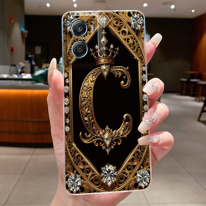 Retro Initial Letter Couple Phone Case - Transparent Soft Silicone Cover, New Fashion Design