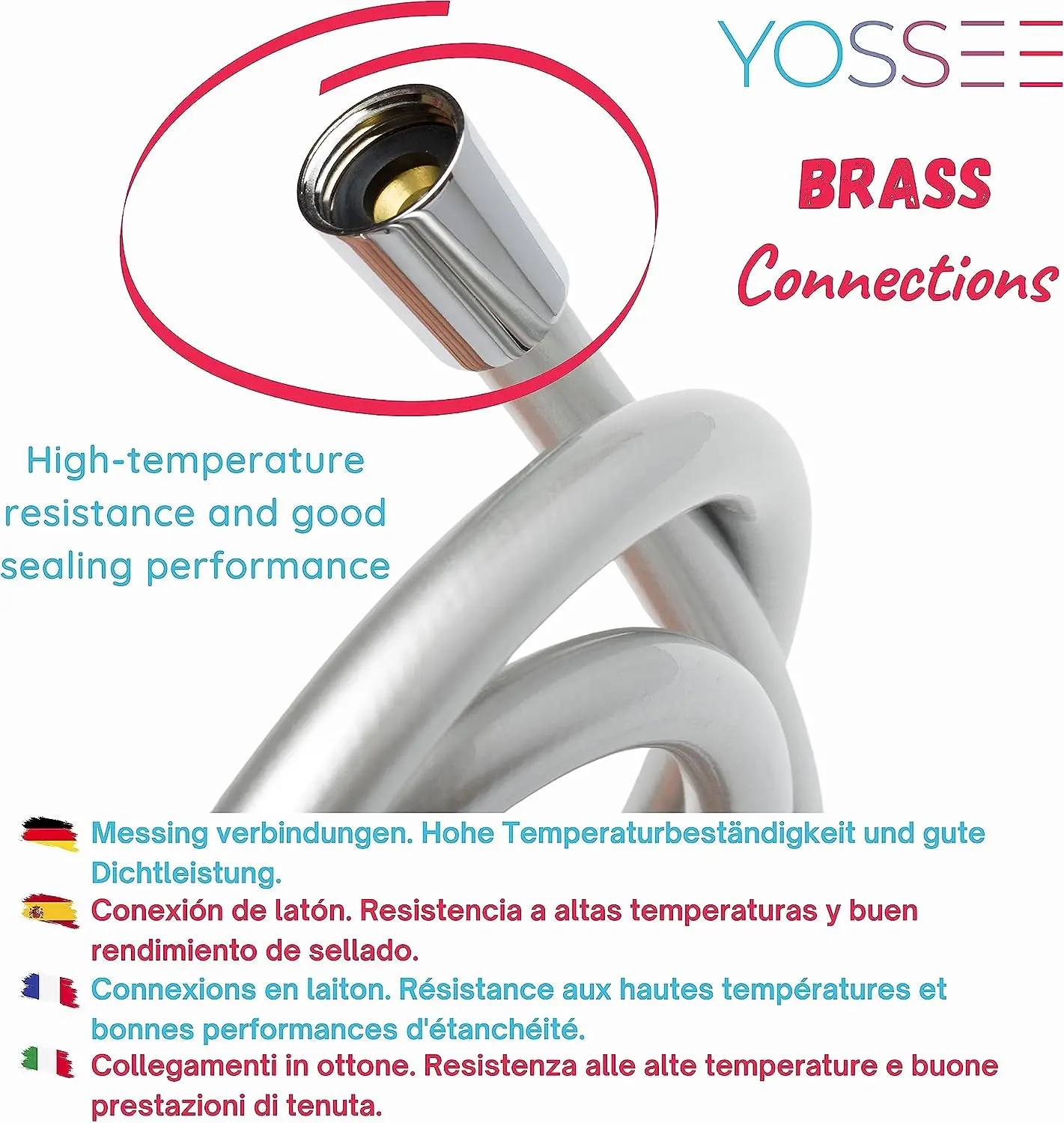1.5/2/3/5 M High Pressure Shower PVC Smooth Shower Hose With Anti-Twist Brass Connections Universal Replacement Kink Four Color