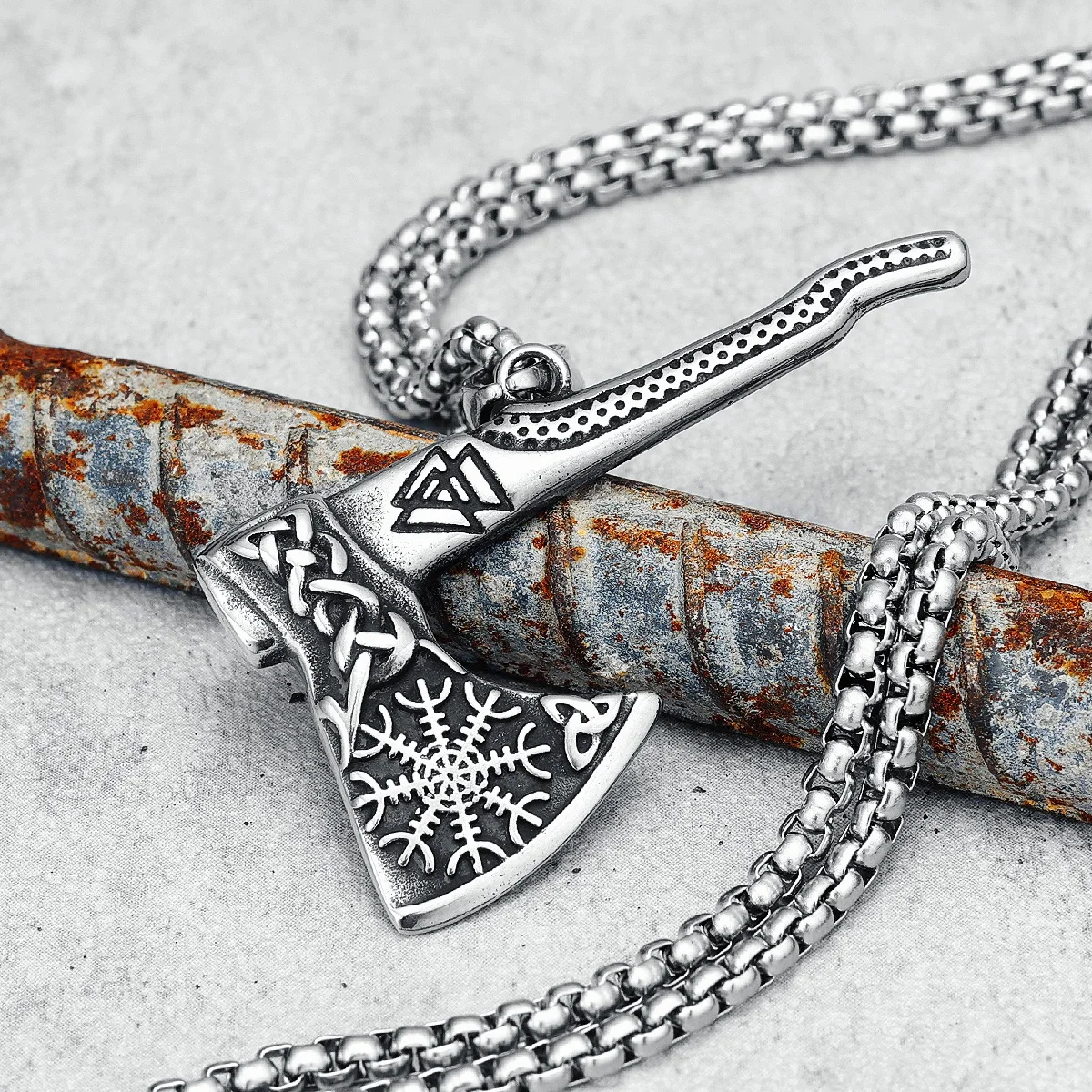 Viking Axe Pendenti Collane Da Uomo In Acciaio Inossidabile Nordico Mito Simboli Catena Rock Punk Rap Per Fidanzato Gioielli Maschili Miglior Regalo