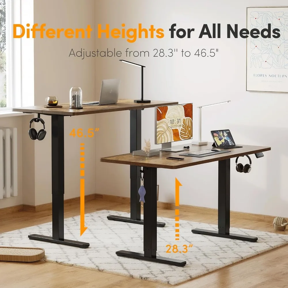 Standing Desk, Stand up Height Adjustable Home Office Electric Desk, 48 x 24 Inch Sit Stand Desk with Splice Board, Rustic Brown 5