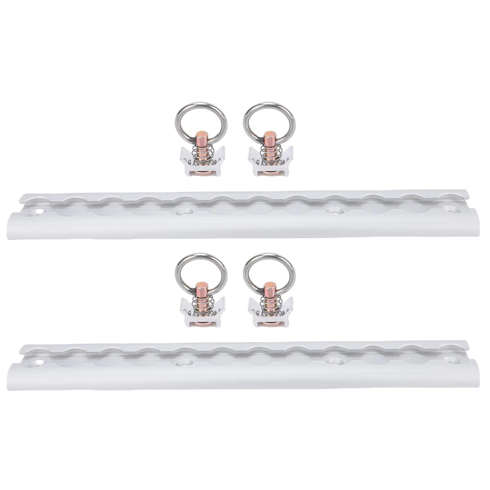 Aluminum L Track 304mm Thickened L Track Tie Down Rail with 4 Round Rings for Motorcycles ATVs Dirt Bikes Pickup Trucks