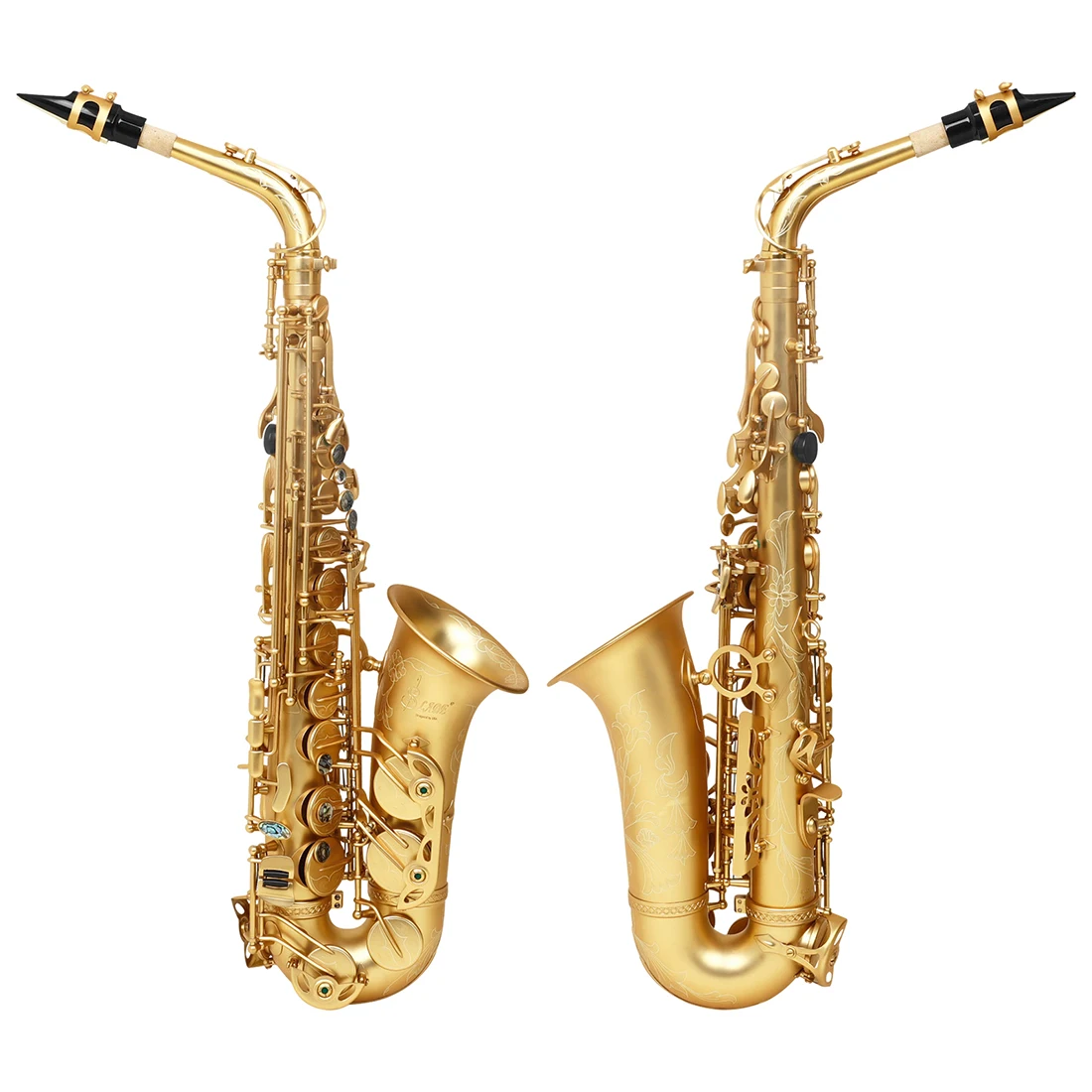 Slade Altsaxophon mit E-Flat Ton Messing Abalone Shell Keyed Saxophon mit Box Strap Reed Teile schwarz vernickelt/Gold – Detail 3