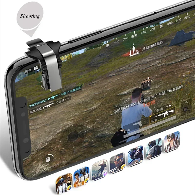 2Pcs Mobile Phone Game Trigger Gamepad Joystick Controller for PUBG Aim Shooting L1R1 ABS Key Button Grip for IPhone IOS Android