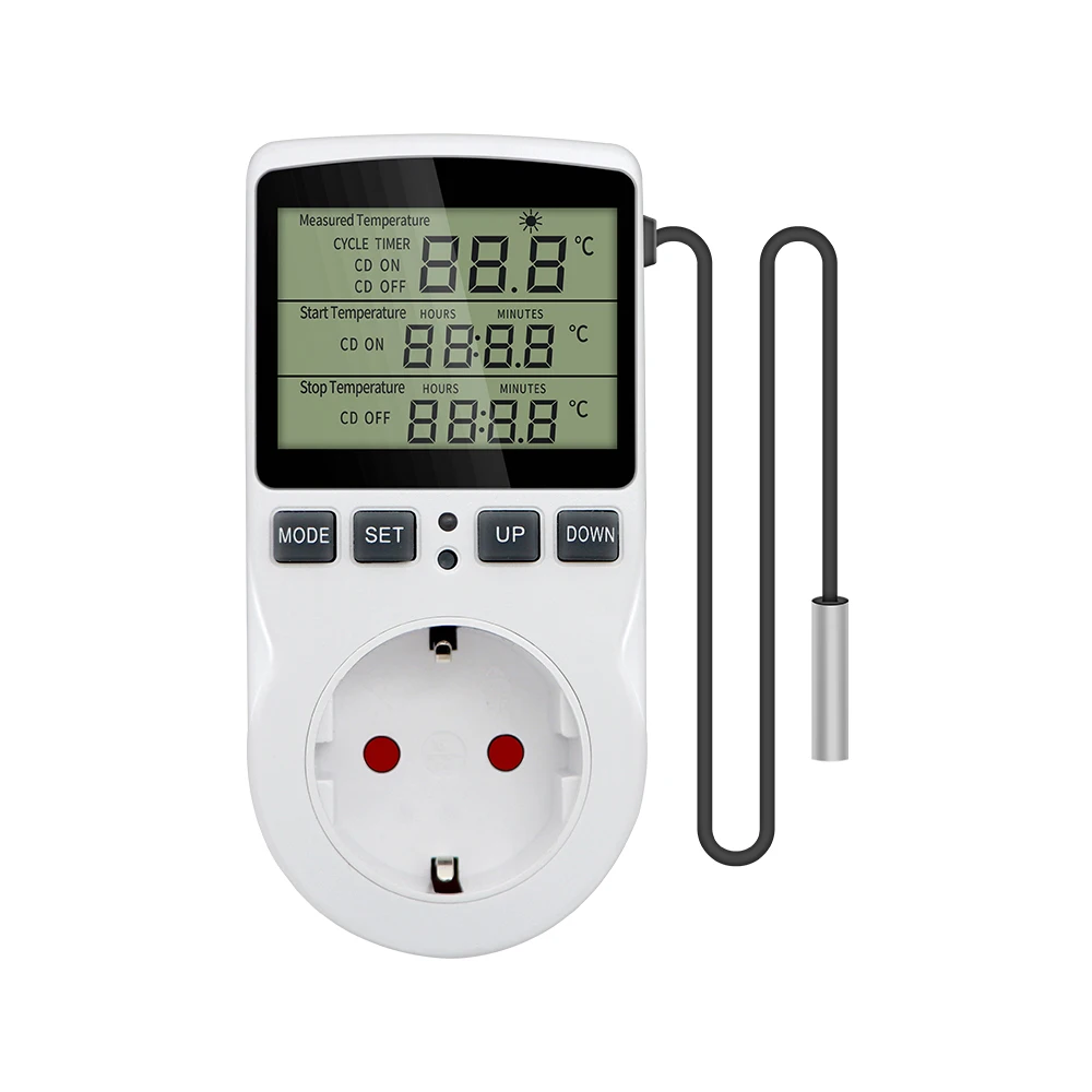 

Timer Socket Digital Thermostat 220v Temperature Controller Socket Outlet With Timer Switch Cooling Heating Temperature Sensor