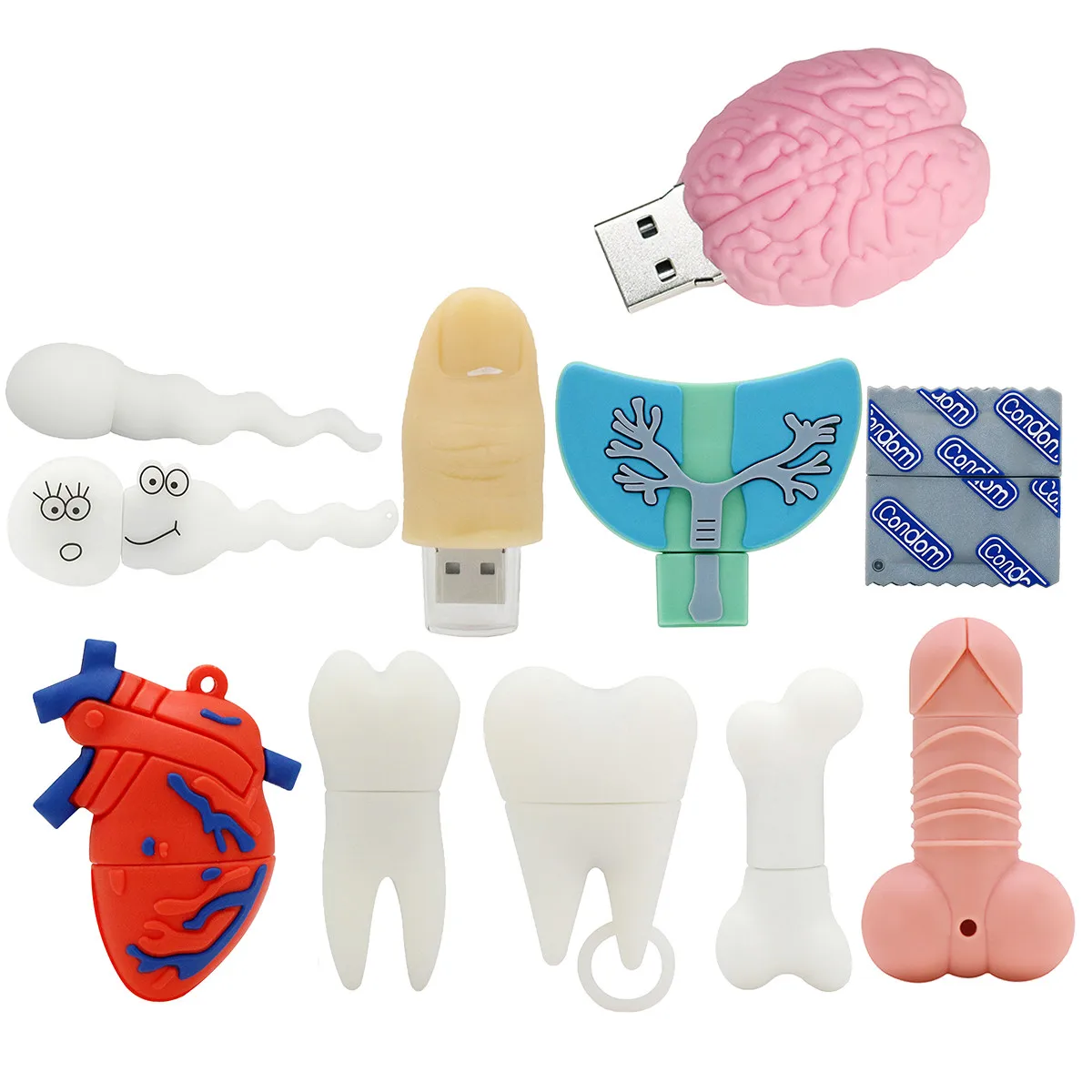 

Cartoon Men Genital Heart Brain Tooth Pendrive 4GB USB Flash Drive 8GB 16GB 32GB 64GB 128GB 256GB Funny PenisCondom U Disk Gift