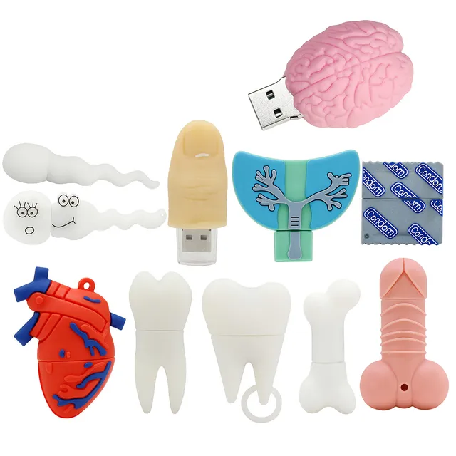 Cartoon Men Genital Heart Brain Tooth Pendrive: A Funny and Creative USB Flash Drive