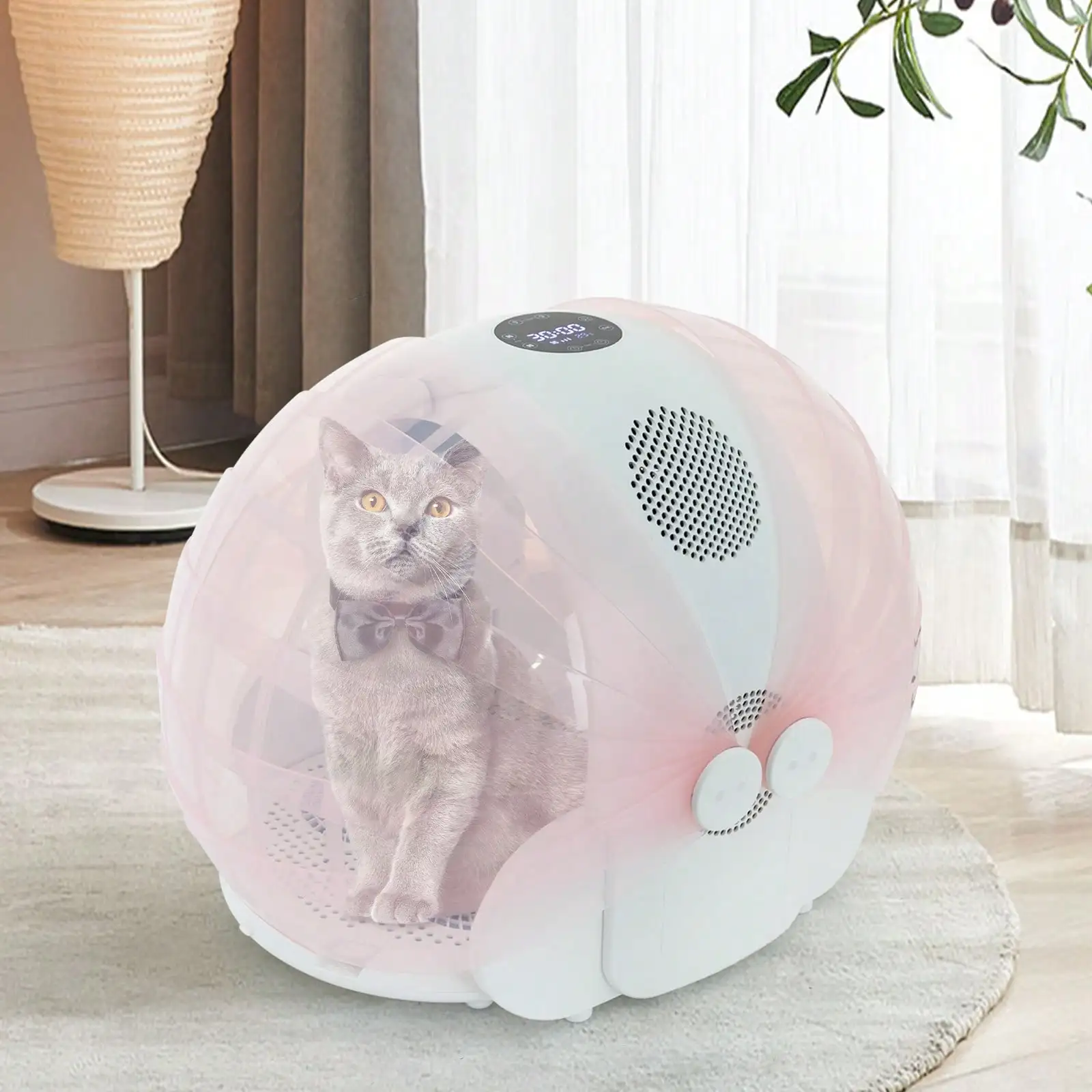 600W Foldable Smart Pet Dryer Box With 8 Fan 4 Speed, Automatic Dryer Box Time-Setting Temperature Control For Cat Small Dog
