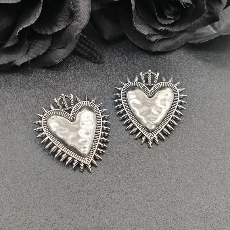 100 Ciondoli A Cuore In Metallo - Argento Anticato, Per Fai Da Te, Gioielli E Decorazioni - Foto 10