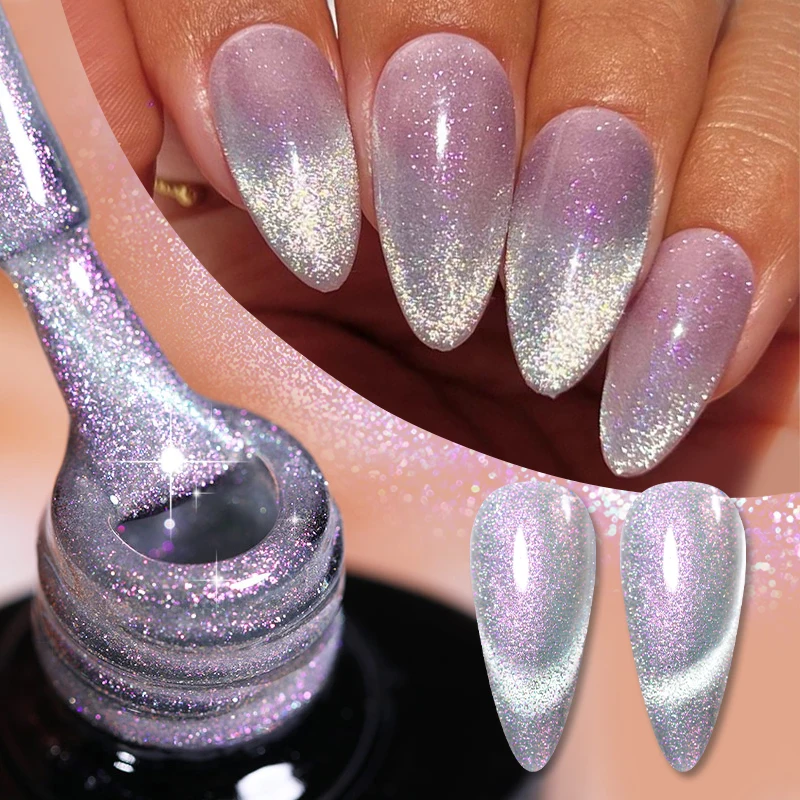 LILYCUTE 7ml Aurora Cat Magnetic Gel Nail Polish Ultra Shine Glitter Magnet Gel Soak Off Semi Permanent UV Gel Nail Art Manicure