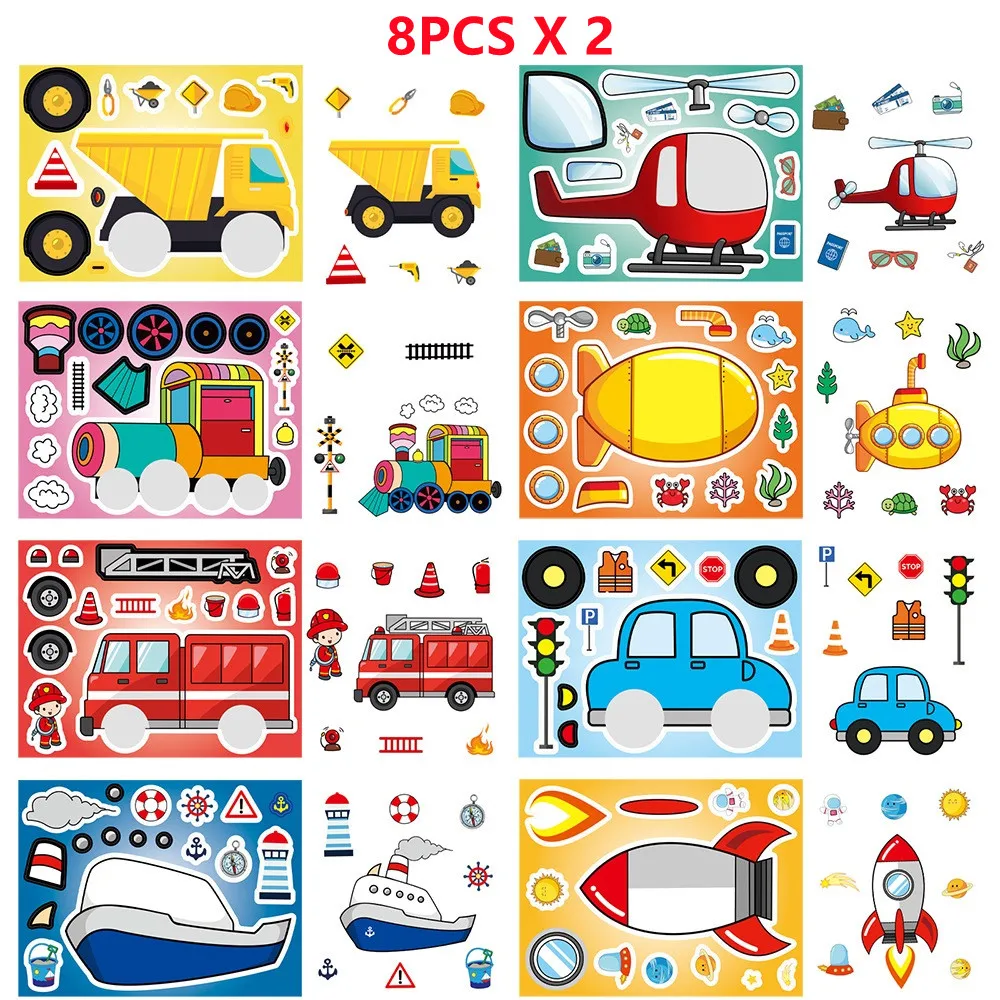 Transportation Vehicles DIY Face Sticker Set - Versatile Decorative Decals