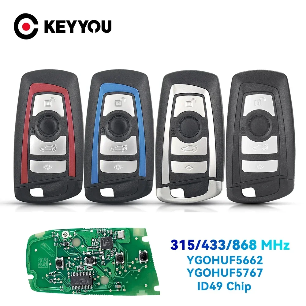 KEYYOU Multi-Frequency Car Smart Keyless Entry Remote with ID49 Chip
