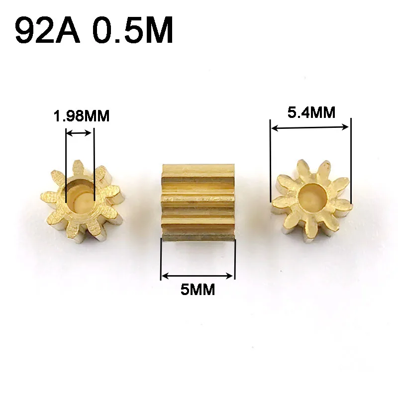 Motor Gear 9 Teeth Copper 92A 0.5M 10PCS For UAV Model Toy