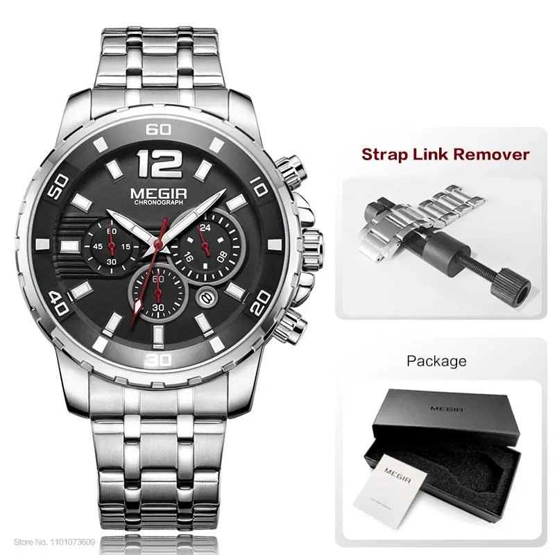 Luxury Military Sport Chronograph Waterproof Men's Wristwatch with Mesh Strap