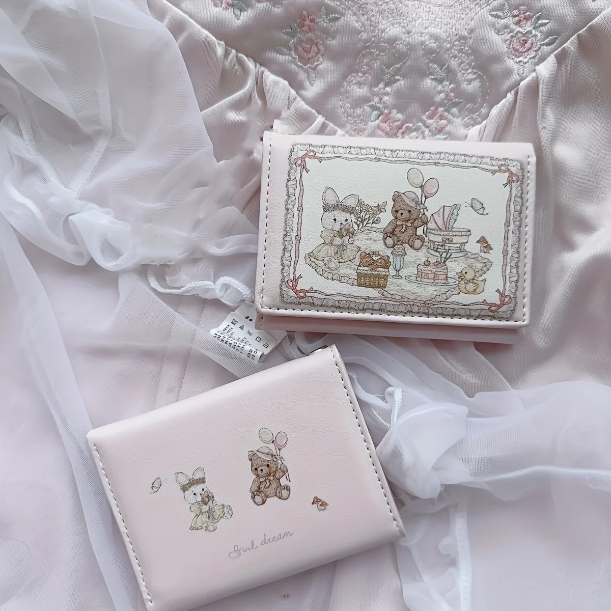Girl dream spring picnic series rabbit bear purse lovely original design anti-degaussing multi-card position