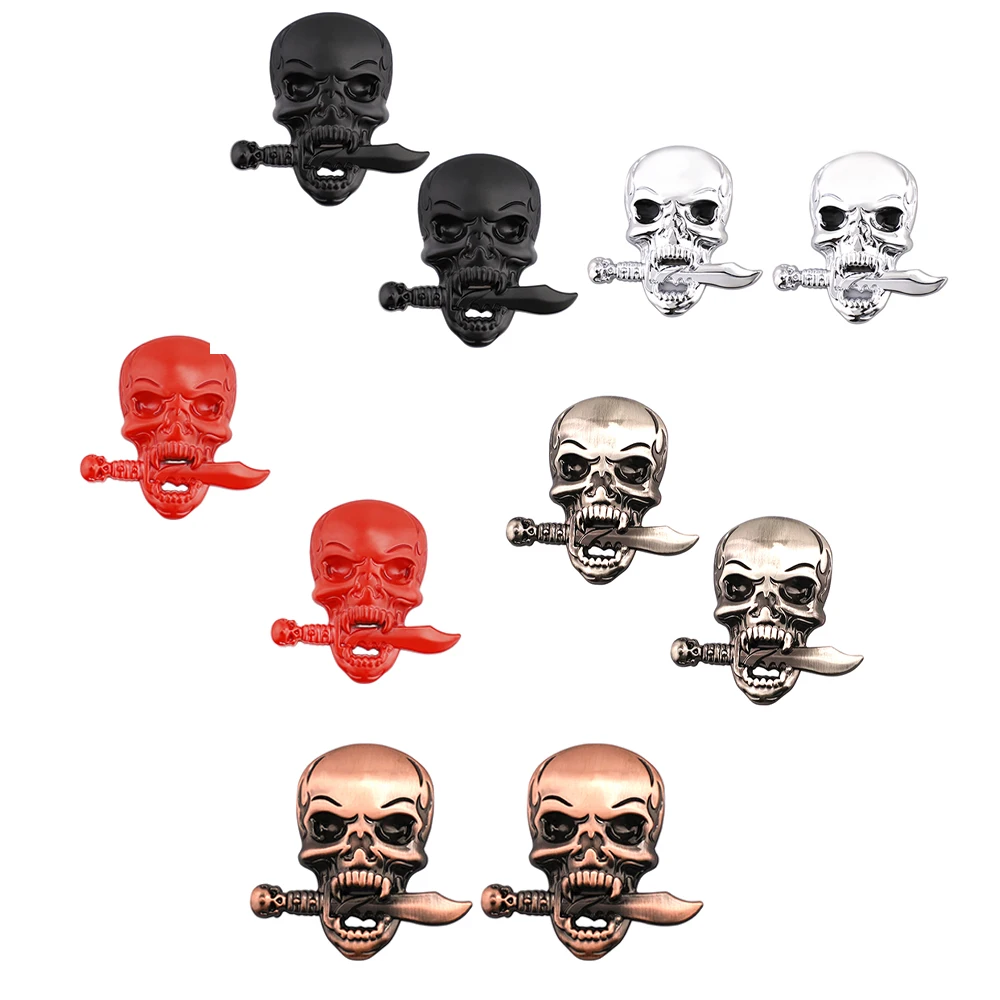 

3D Color Skeleton Car Sticker Metal Skull Knife Sword Emblem Car Styling The Badge Door Trunk Lid Auto Car Accessories Tools