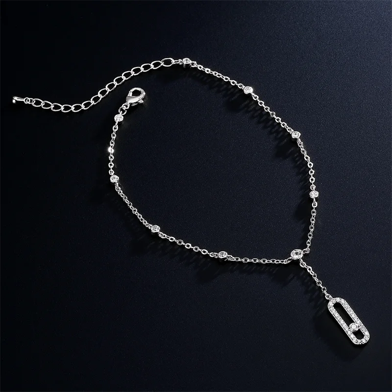 Cubic Zirconia Anklet Trendy Beach Accessories Anklets for Women Cubic Zirconia Oval Pendant Jewelry