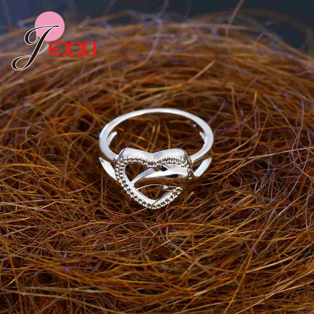 925 Sterling Silver Dolphin Hollow Heart Low Key Exquisite Design Active Female Girl Jewelry Accessories Rings silver heart ring silver rings silver ring