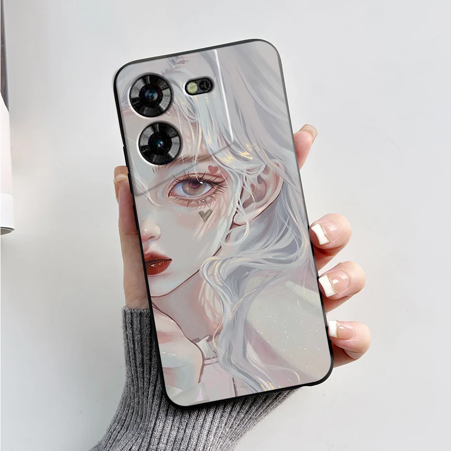 Stylish Black Silicone Phone Case with Pattern - Slim and Soft  Cover