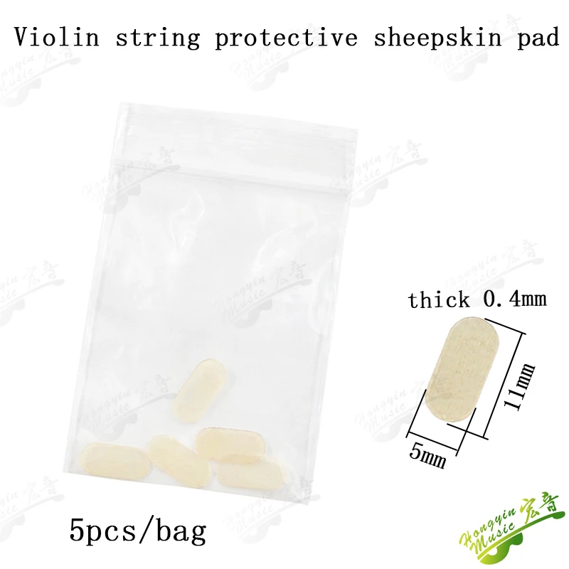 Set of 5 Leather Violin Bridge Protective Pads - Durable Sheepskin Design