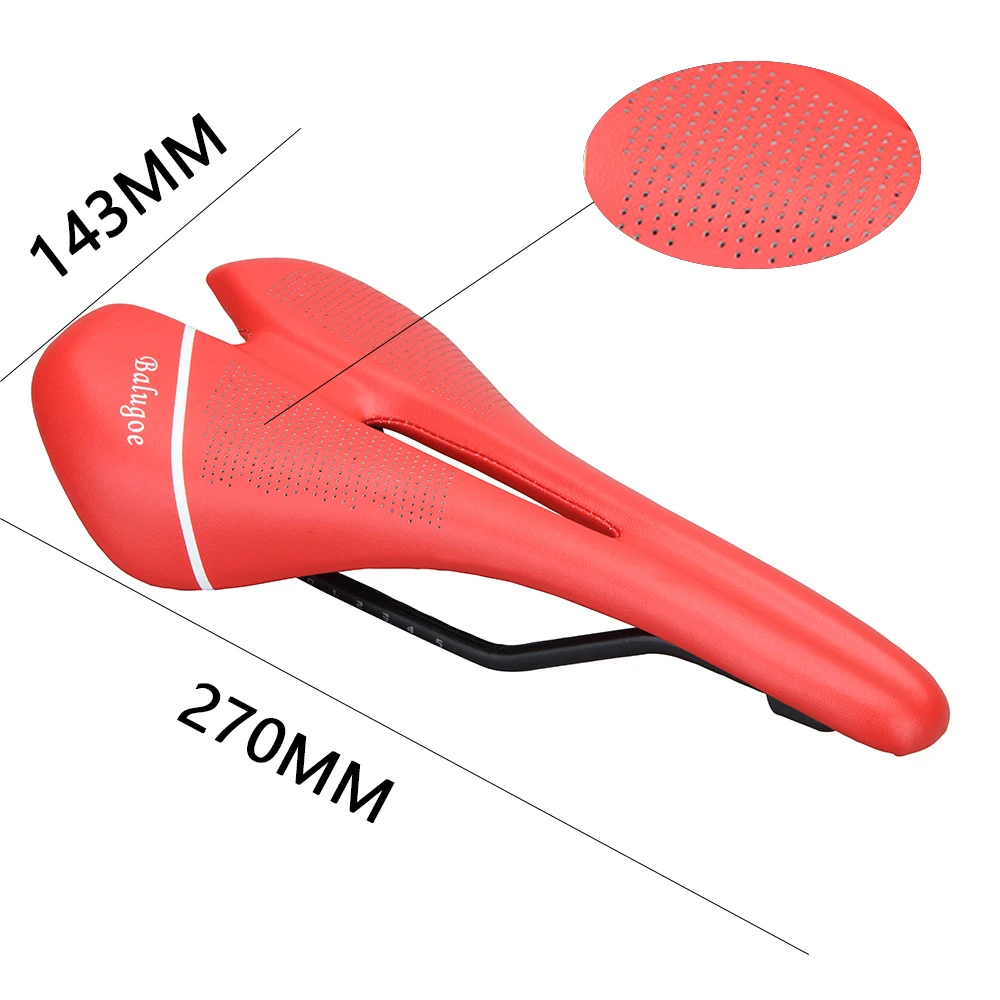 

BALUGOE Perforated breathable Soft PU Leather Bicycle Saddle Seat Road Mountain Bike Cushion Men MTB Road Bicycle Accessories
