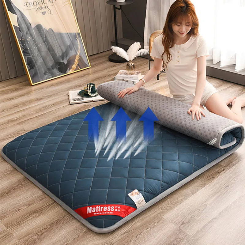 Thickening Mattress Foldable Floor Topper Mat Futon Nap Break Roll Up Tatami Bed Sleeping Mat For Home Family Bedroom Supplies