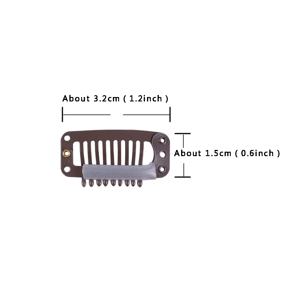 20pcs 32mm 9-치아 물방울 모양 금속 스테인레스 스틸 클립(실리콘 헤어 익스텐션용 스냅 클립 포함)