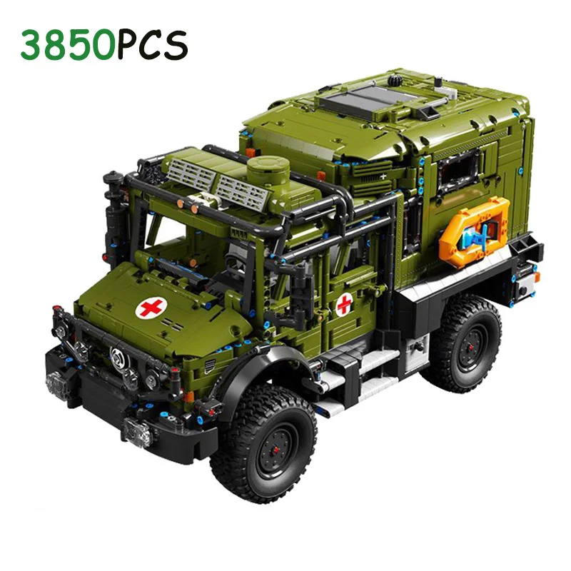 

Technical Car Military Ambulance Off-Road T4023 APP Remote Control Moter Power Bricks Building Blocks Military Toys Kids Sets