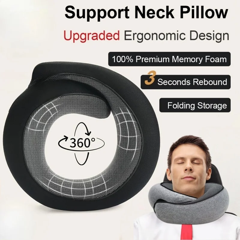 Memory Foam Snail-Style Travel Neck Pillow - Portable, Adjustable Comfort Pillow
