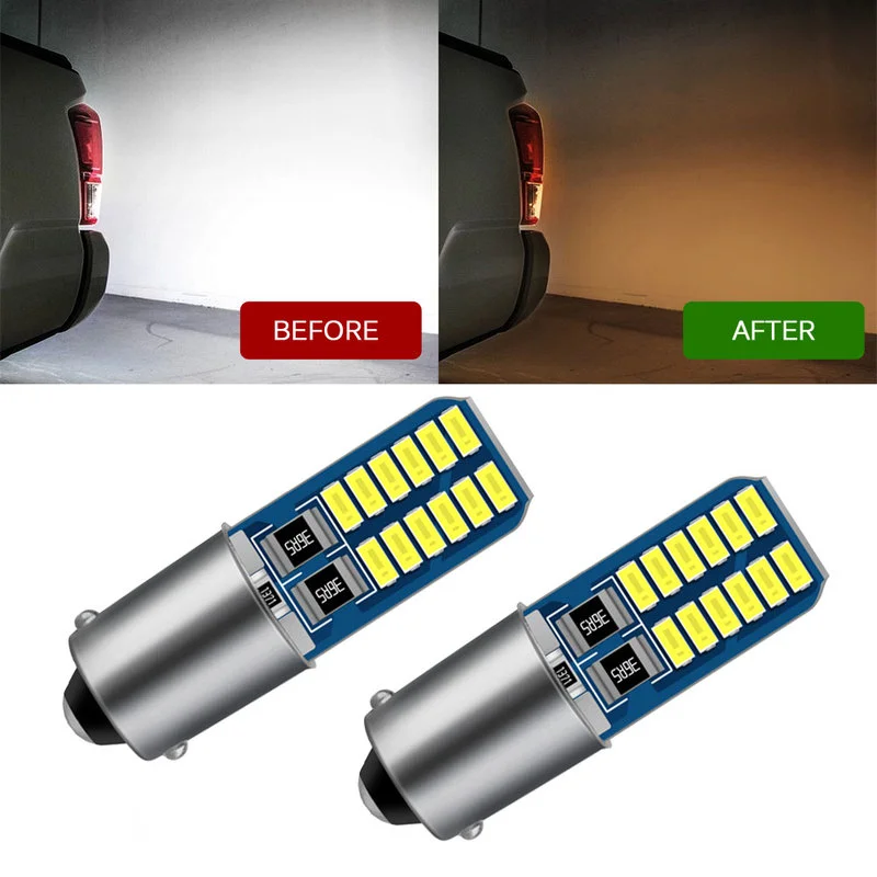 2pc Canbus BA9S LED H6W T4W Car Led Light Bulb Auto Reverse Lamp Parking License Plate Light 12V White Universal Car Accessories