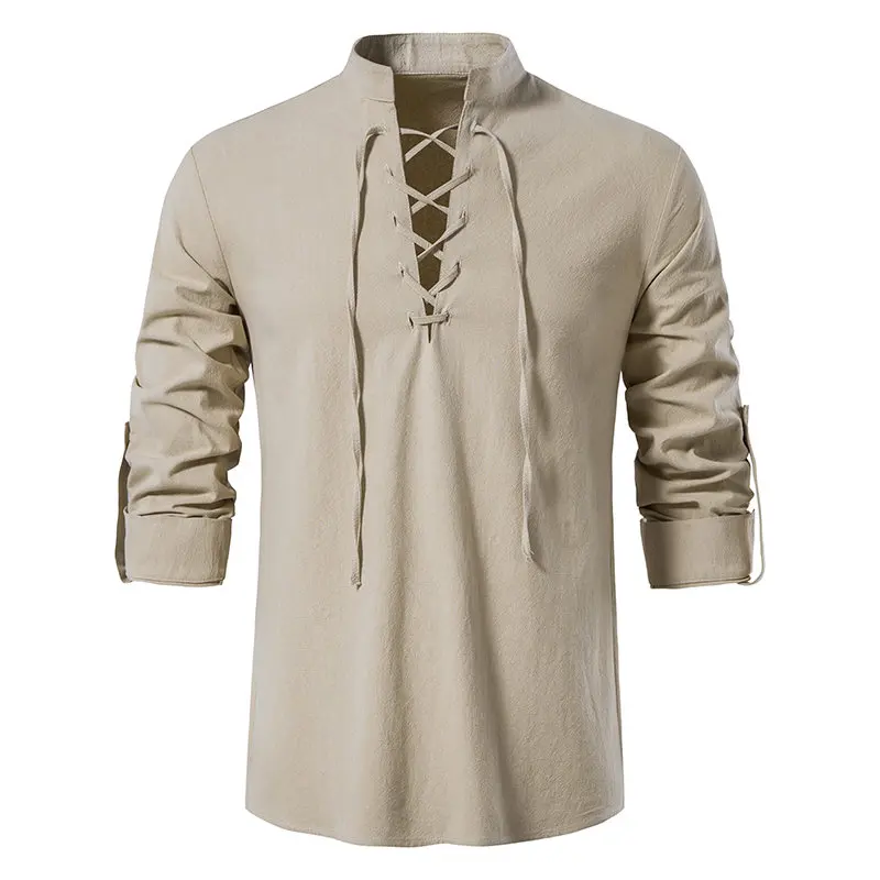 

2023 New Men's Casual Blouse High Quality Cotton Linen Shirts Men Long Sleeve Tops Spring Autumn Vintage Yoga Shirts