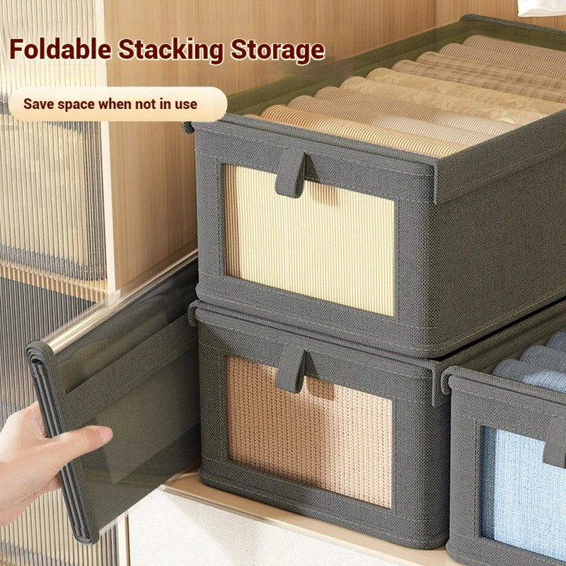 Clothes Organizer with Clear Cover Large Capacity Clothing Storage Box Oxford Cloth Jeans Underwear Bra Socks Wardrobe Organizer 3