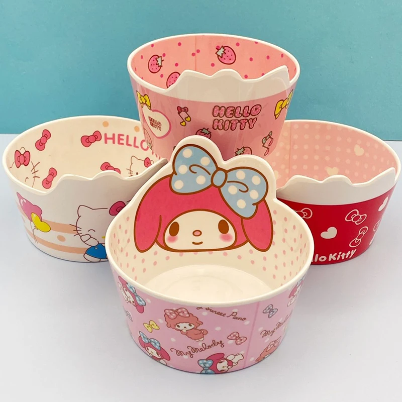 

Hello Kitty Sanrio Kawaii Anime Children Bowl Cute Sweet Cartoon My Melody Scoop Food Grade Tableware Lovely Gifts for Girls