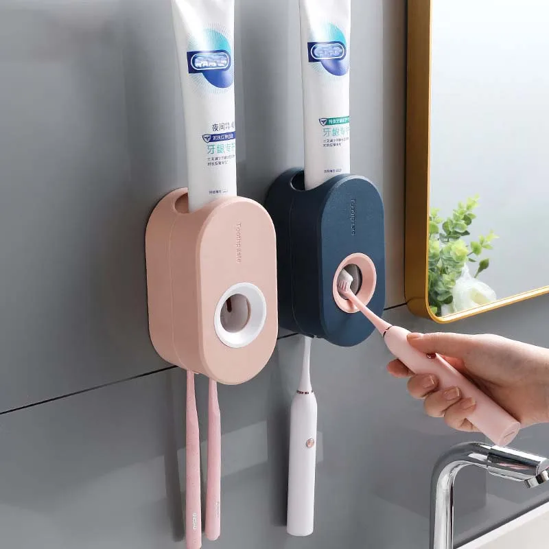 

Nordic Wall Mount Automatic Toothpaste Stand Dispenser Bathroom Accessories Toothpaste Squeezer Toothbrush Holder Hanging Rack