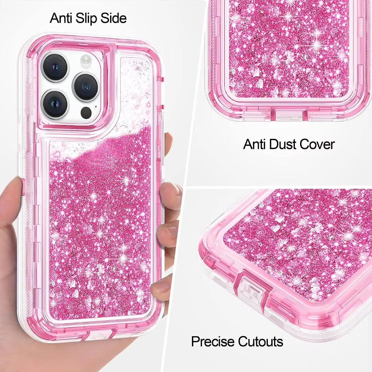 Elegant Glitter Quicksand Heavy Duty Phone Case - 3 in 1 Military Grade Shockproof Protection