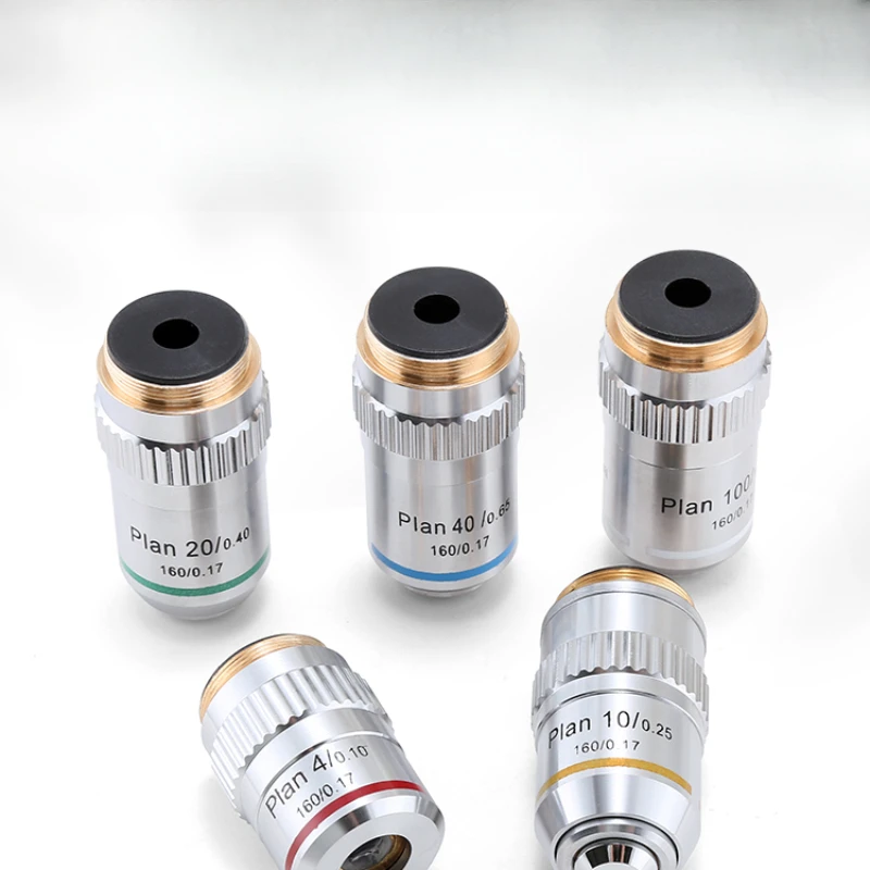 

195 Flat-field Achromatic Objective 4X 10X 20X 40X 100X Special High Power Lens for Biological Microscope