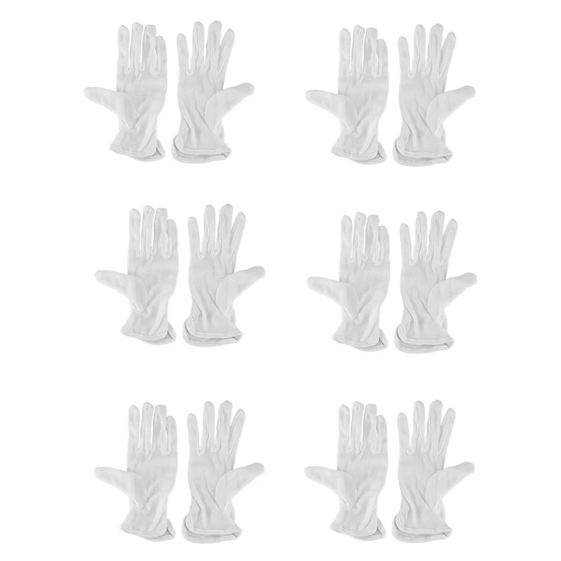 

6 Pair Protective Anti-Slip White Cotton Work Driving Gloves