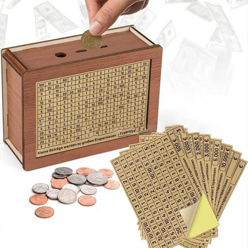 Wooden Adult Money Bank With Counter Money Box For Cash Reusable Money Box With Saving Goal And Numbers To Check For Helps