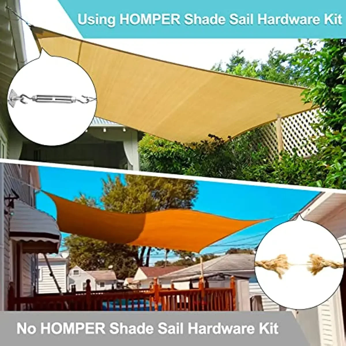 Description Picture 6 of itemAwning Install Attachment Set Heavy Duty Sun Shade Sail Stainless Steel Hardware Kit for Home Garden Sunshade Fixing Accessories