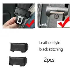 Leather Car Seat Belt Buckle Protector - Anti-Scratch Safety Cover Accessory (2pcs black B)
