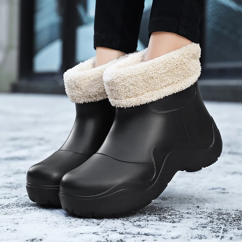 Rain Boots Women Fur Shoes Black Platform Woman Boots Waterproof Warm Plush  Winter 2022 Trend Botaa Free Shipping Ankle Boots - Women's Boots -  AliExpress