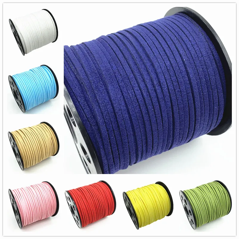 5yards 3mm Flat Faux Suede Braided Cord Korean Velvet Leather Handmade Thread String Rope For DIY Jewelry Making Supplies #Ro leather cord,faux suede cord