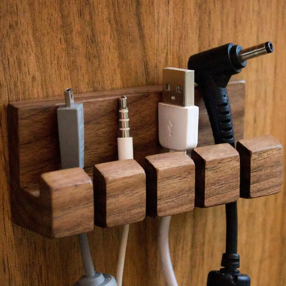 

Wood Cable Organizer Management Wire Holder Flexible USB Cable Winder Tidy Silicone Clips For Mouse Keyboard Earphone Protector