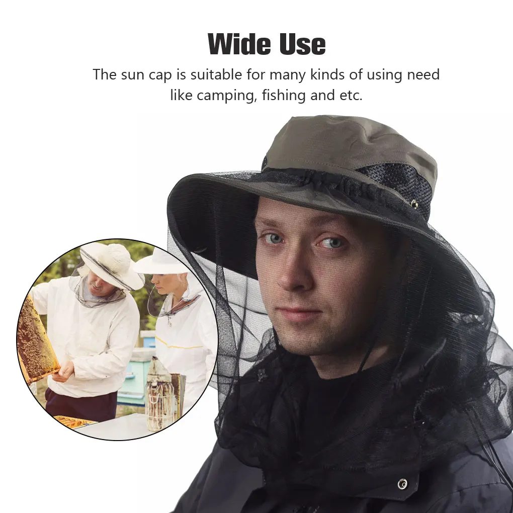 Mosquito Head Face Protector Net Hat Summer Insect Bugs Bee Proof Mesh Hat Beekeeping Outdoor Fishing Sun Cap Face Protector