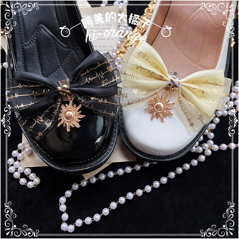Bronzing Shoe Clip Lolita Cute Sweet Girls Bow Lace Shoe Ornament All-match Female Shoe Bucket Accessories