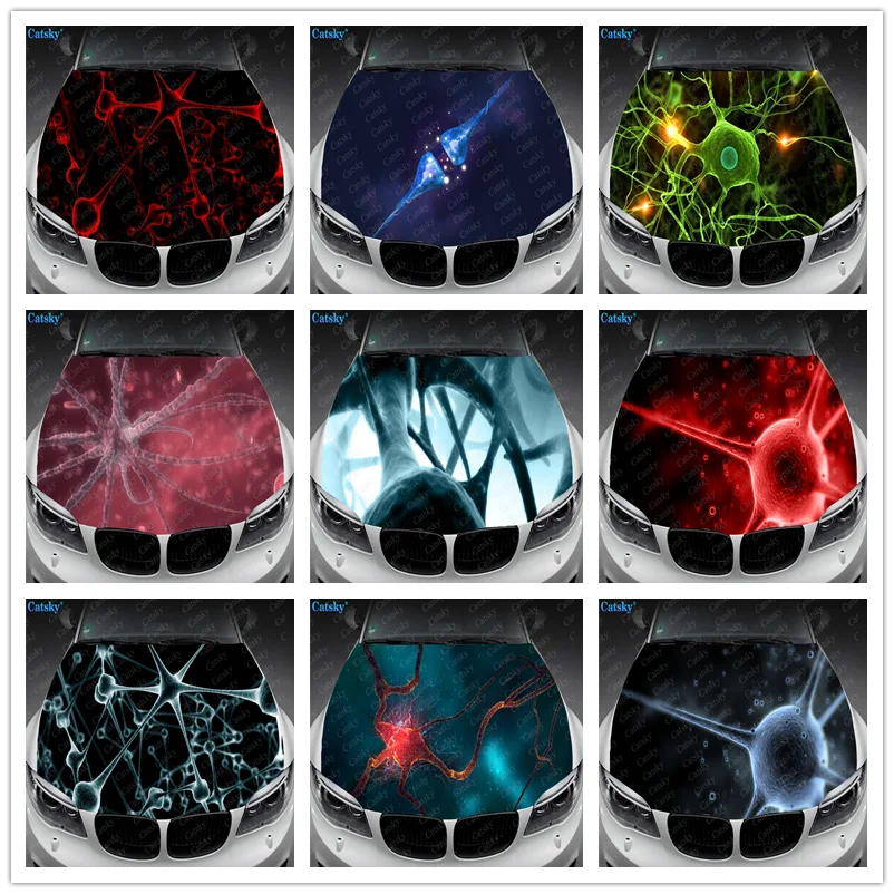 

Художественная виниловая наклейка на капот автомобиля с принтом нейрона, s-образные наклейки, виниловая пленка, наклейки на крышку двигателя, автомобильные аксессуары