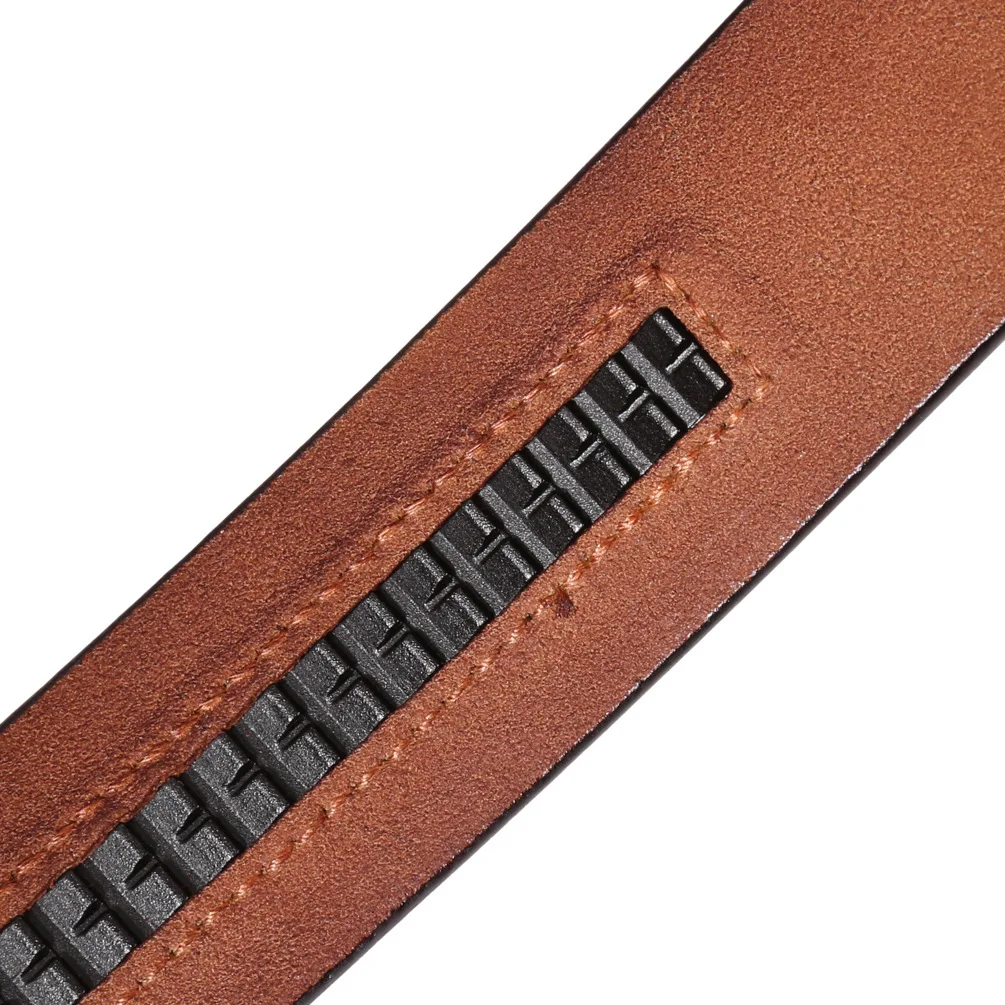 Men's Automatic Buckle Belts No Buckle Black Tan Brown Genuine Leather Belt For Men Luxury 3.5cm Width Holeless Male Strap