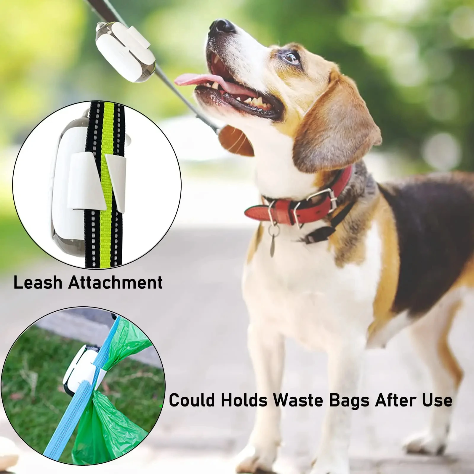 Dog Poop Bag Holder for Leashes Pet Waste Bags Dispenser Holder Dog Poop Container 1 Rolls of Pet Bags