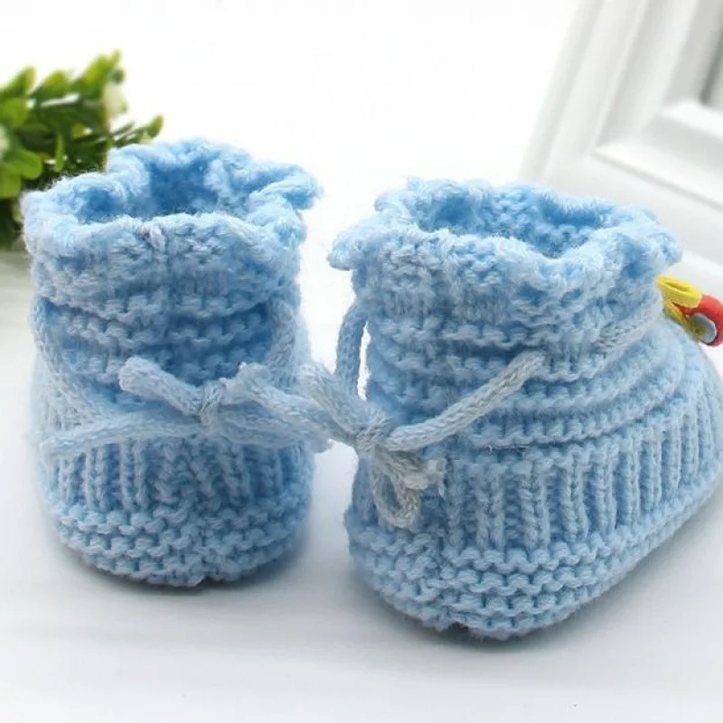 Newborn Booties Baby Socks Shoes Knitting Wool Girl Boy Winter Warm Cute Toddler Prewalkers Soft Infant Crib Crawl Shoes 5