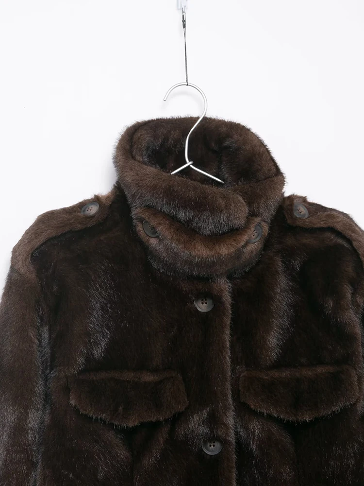 Autumn Winter Fur Jacket High Neck Single-Breasted Faux Fur Jackets For Women Coat 2025 Fashion Streetwear Casual Ladies Jacket